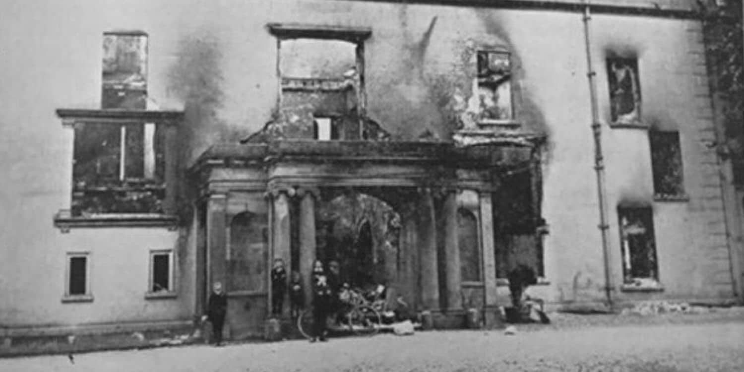 Ballymenoch House after the suffragette arson attack