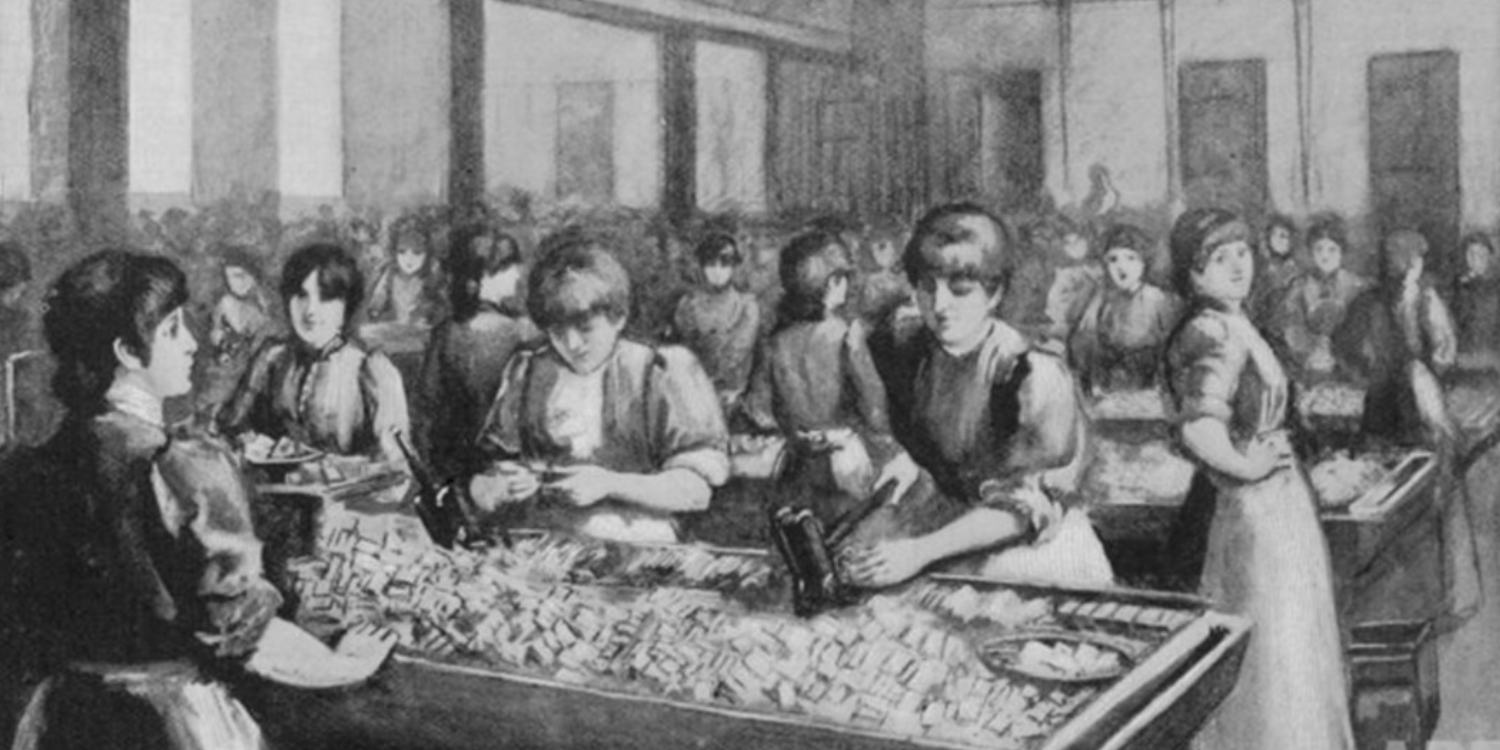 Girls working in a match factory