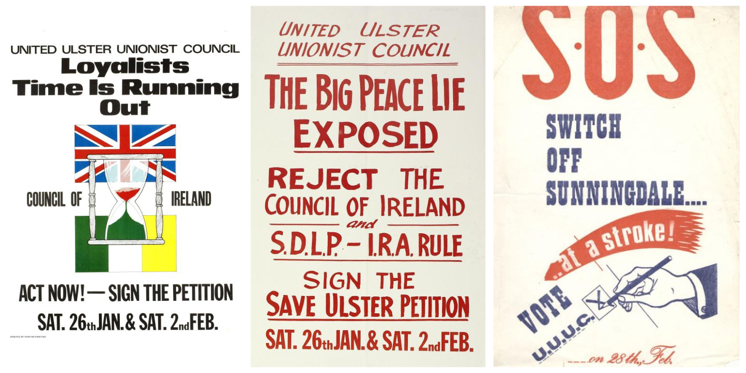 A selection of posters from the Ulster Museum Voices of '74 collection